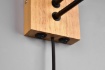 Immagine di Applique Base Legno Spot Led da Lettura e Paralume Squadrato Tessuto Bianco 1xE27 Nilam Trio Lighting