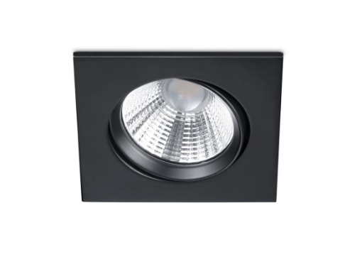Immagine di Faretto Nero per Bagno Led Orientabile Pamir  Quadrato da Incasso IP23 Trio Lighting