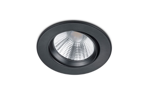 Immagine di Faretto Rotondo da Incasso Led Orientabile Pamir Nero Opaco IP23 Bagno Trio Lighting