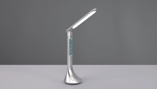 Immagine di Lampada Led da Scrivania Patty Alluminio Touch Dimmer Display Data Orario e Sveglia Trio Lighting 