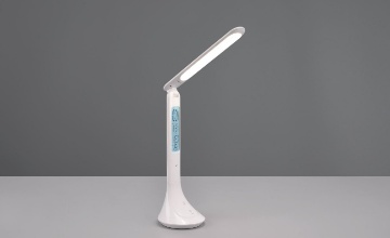 Immagine di Lampada da Scrivania Led Patty Bianca Touch Dimmer Display Data Orario e Sveglia Trio Lighting 