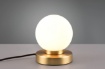 Immagine di Lumetto Prinz II Base Ottone e Paralume Sfera Vetro Bianco Trio Lighting