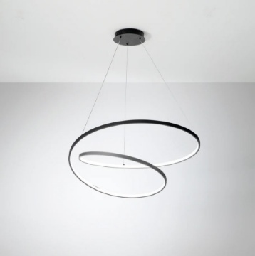 Immagine di Lampadario Moderno Salotto Lieve 80 cm Nero Led CCT Fan Europe