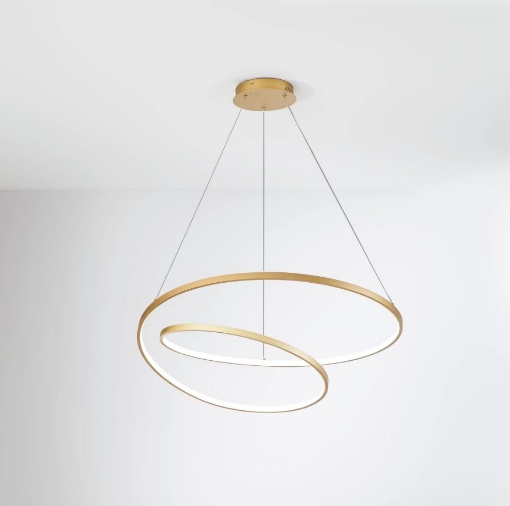 Immagine di Lampadario Curvo Oro Lieve 80 cm Led CCT 60w Fan Europe