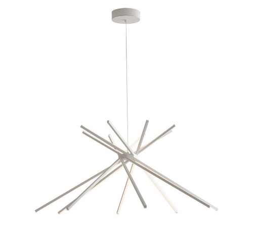 Immagine di Lampadario Soggiorno Bianco Led Bacchette Shanghai S8 Luce Ambiente Design