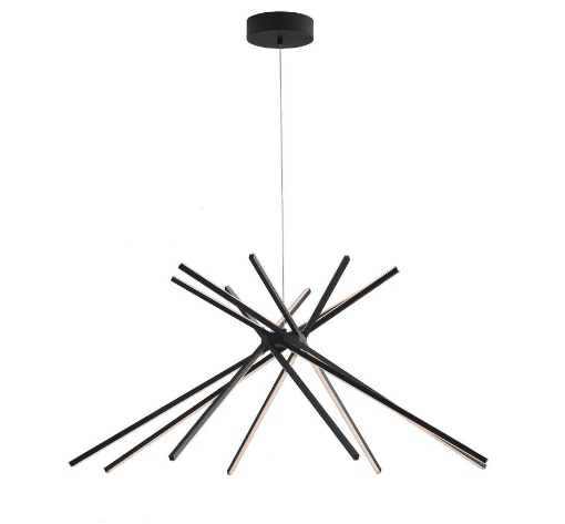 Immagine di Lampadario Soggiorno Nero Led 56w Bacchette Shanghai S8 Luce Ambiente Design