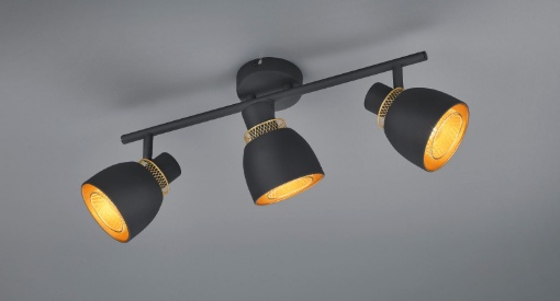 Immagine di Faretto 3 Luci Spot E14 Orientabile Nero e Oro Punch Trio Lighting 