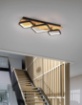 Immagine di Plafoniera Base Legno e  3 Quadrati Neri Led Switch Dimmer Diverse Intensità Rama Trio Lighting 