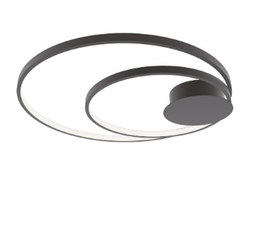 Immagine di Plafoniera Moderna Cerchi Concentrici Led CCT Diem PL Nero Luce Ambiente Design