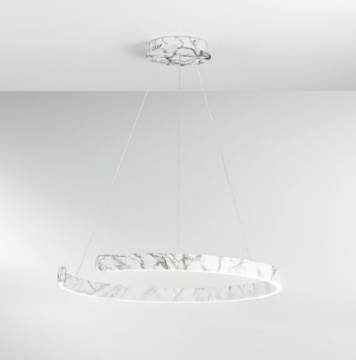Immagine di Lampadario Effetto Marmo Semicerchio Led CCT Navel 100 cm Fan Europe