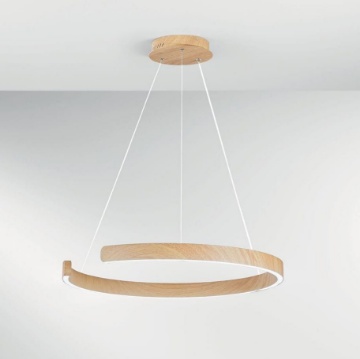 Immagine di Lampadario Effetto Legno Semicerchio Led CCT Navel 100 cm Fan Europe