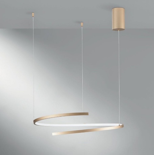 Immagine di Lampadario Curvo Serpente Led CCT 38w Moma S60 Oro Fan Europe