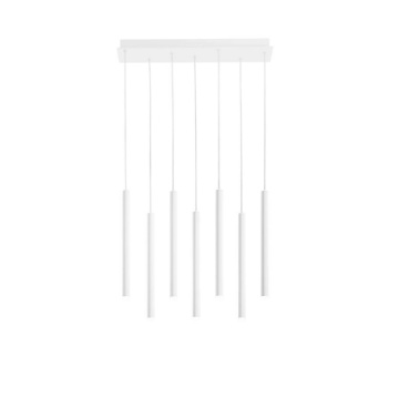 Immagine di Lampadario Binario Per Tavolo Pype SQ7 Bianco Con Cilindri Pendenti Led CCT Fan Europe