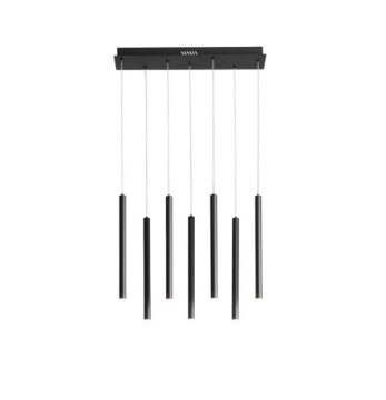 Immagine di Lampadario Binario Per Tavolo Pype SQ7 Nero Con Cilindri Pendenti Led CCT Fan Europe