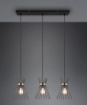 Immagine di Sospensione in Linea 3 Luci Paralumi Bacchette Metallo Rod Nero e Oro Trio Lighting 