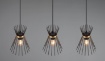 Immagine di Sospensione in Linea 3 Luci Paralumi Bacchette Metallo Rod Nero e Oro Trio Lighting 