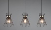 Immagine di Sospensione in Linea 3 Luci Paralumi Bacchette Metallo Rod Nero e Oro Trio Lighting 