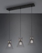 Immagine di Sospensione in Linea 3 Luci Paralumi Bacchette Metallo Rod Nero e Oro Trio Lighting 