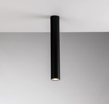 Immagine di Lampada Da Soffitto Faretto Metallo Nero Cilindro 40 cm Led GU10 Fluke Fan Europe