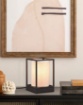 Immagine di Lumetto Ross Struttura Scatola Metallo Nero e Paralume Tessuto Beige 1xE27 Trio Lighting 