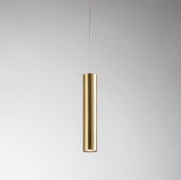 Immagine di Sospensione Moderna Penisola Cucina Cilindro Oro 30 cm Led GU10