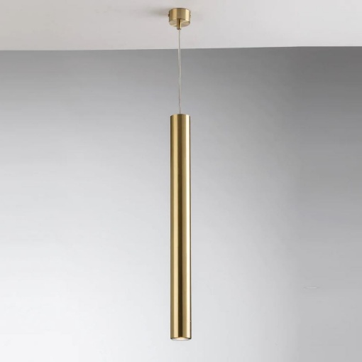 Immagine di Lampada Sospensione Cilindro Oro Pendente Per Penisola Cucina Fluke 60 cm Fan Europe