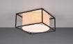 Immagine di Plafoniera Gabbia Quadrata Metallo Nero e Paralume Tessuto Tortora 2xE27 Ross Trio Lighting 