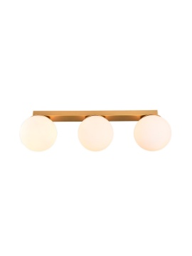 Immagine di Plafoniera Bowling Oro Sfere In Linea Vetro Bianco 3xE27 Smarter