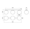 Immagine di Plafoniera Bowling Sfere In Linea Vetro Bianco Metallo Nero 3xE27 Smarter Lighting