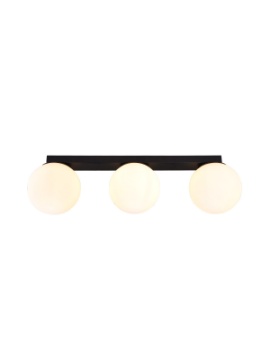 Immagine di Plafoniera Bowling Sfere In Linea Vetro Bianco Metallo Nero 3xE27 Smarter