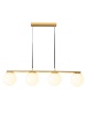 Immagine di Lampadario 4 Luci Binario Con Sfere Vetro Bianco Bowling Oro Smarter