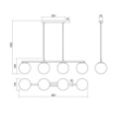 Immagine di Lampadario Binario 4 Sfere In Linea Vetro Bianco Bowling Nero Smarter Lighting