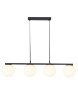 Immagine di Lampadario Binario 4 Sfere In Linea Vetro Bianco Bowling Nero Smarter Lighting