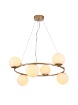 Immagine di Lampadario Circolare 6 Luci Sfere Vetro Bianco Bowling Oro Smarter Lighting