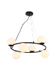 Immagine di Lampadario Anello Nero Con 6 Sfere Vetro Bianco Bowling Nero Smarter Lighting