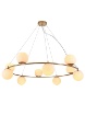 Immagine di Lampadario Soggiorno Anello 10 Sfere Vetro Bianco Bowling Oro Smarter Lighting