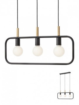 Immagine di Lampadario 3 Luci In Linea Metallo Nero Opaco Aeris 3xE27 Smarter Lighting