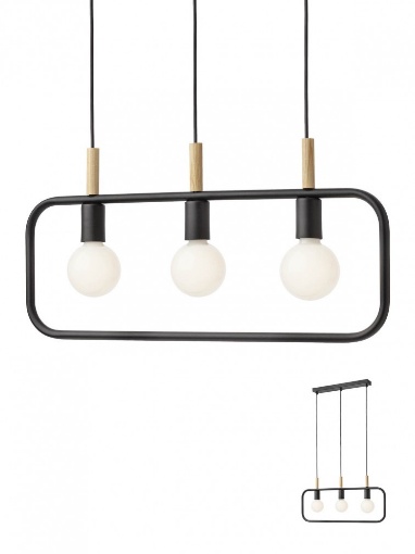 Immagine di Lampadario 3 Luci In Linea Metallo Nero Opaco Aeris 3xE27 Smarter Lighting