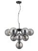Immagine di Lampadario Grappolo Nero Con Sfere Vetro Fume Agape 10 Luci E14 Smarter