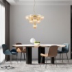 Immagine di Lampadario Grappolo Sfere Vetro Ambra Agape 10 Luci E14 Oro Smarter