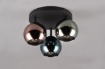 Immagine di Plafoniera Rotonda Paralumi Sfere Vetro Specchiato Azzurro Verde e Rame Sheldon 3xE14  Trio Lighting 