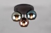 Immagine di Plafoniera Rotonda Paralumi Sfere Vetro Specchiato Azzurro Verde e Rame Sheldon 3xE14  Trio Lighting 