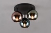 Immagine di Plafoniera Rotonda Paralumi Sfere Vetro Specchiato Azzurro Verde e Rame Sheldon 3xE14  Trio Lighting 
