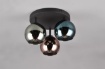 Immagine di Plafoniera Rotonda Paralumi Sfere Vetro Specchiato Azzurro Verde e Rame Sheldon 3xE14  Trio Lighting 
