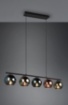 Immagine di Sospensione in Linea 5 Paralumi Sfere Vetro Specchiato Multicolor Azzurro Verde e Rame Sheldon Trio Lighting 