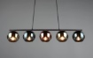 Immagine di Sospensione in Linea 5 Paralumi Sfere Vetro Specchiato Multicolor Azzurro Verde e Rame Sheldon Trio Lighting 