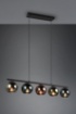 Immagine di Sospensione in Linea 5 Paralumi Sfere Vetro Specchiato Multicolor Azzurro Verde e Rame Sheldon Trio Lighting 