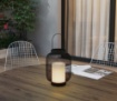 Immagine di Lampada da Appoggio con Supporto Parete Rete Metallo Nero Led Energia Solare Sonora IP44 Trio Lighting 