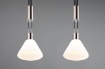 Immagine di Lampadario per Cucina Nichel con Paralumi Coppe Vetro Bianco Stanley 2xE27 Trio Lighting