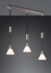 Immagine di Sospensione Nichel Cucina 3 Coni Paralumi Coppe Vetro Bianco Stanley Trio Lighting